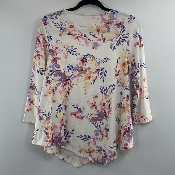 3For$20 Cupio Front Angeled Longsleeve Top White/Pink/Purple/Yellow size Small - Picture 6 of 6